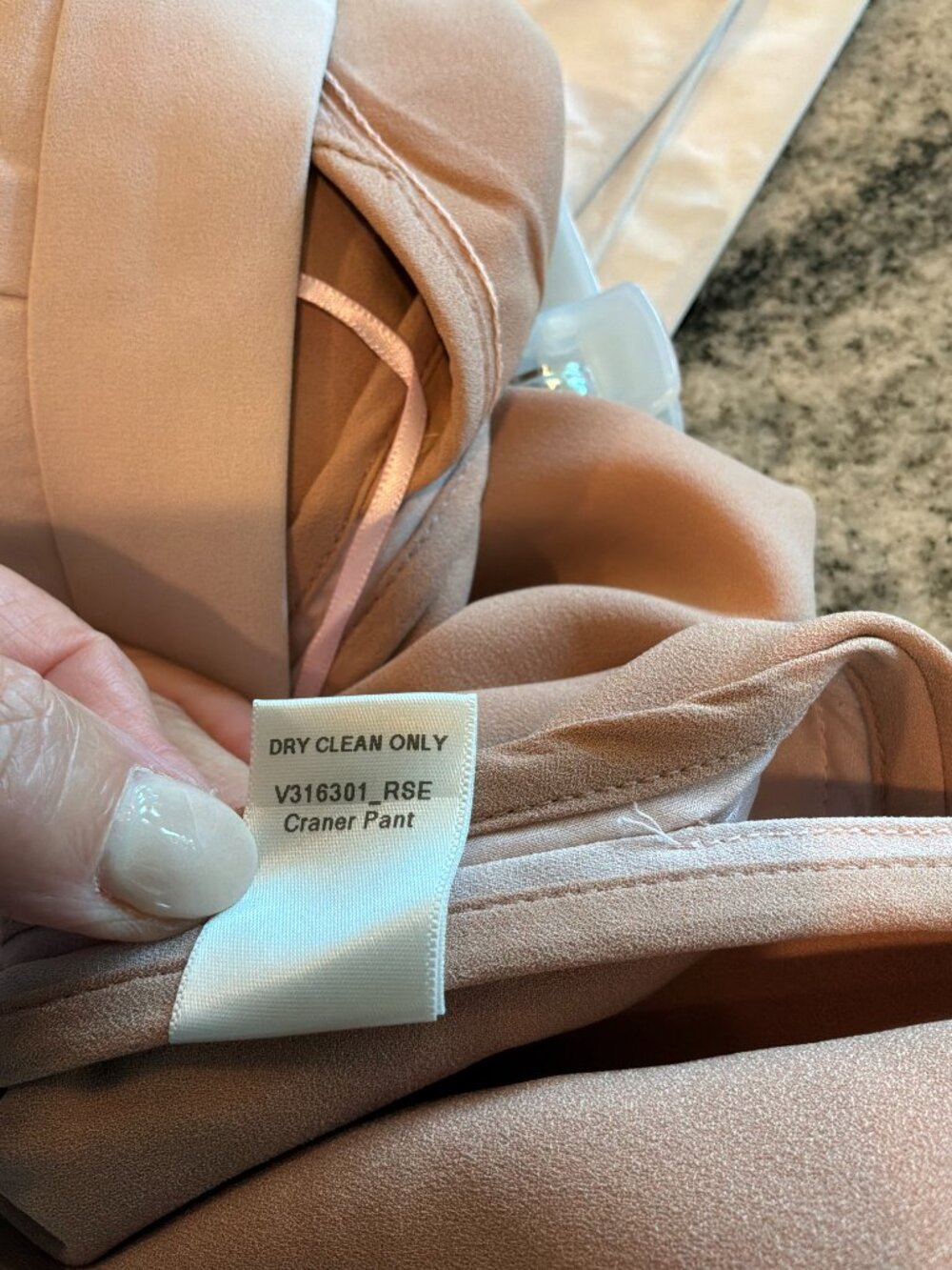 NWT Vivian Chan Craner dusty pink, wide leg, silk side seam dress pants size 28 - Picture 9 of 9